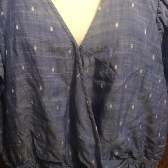 EUC AEO Chambray print Romper Sz L - Picture 9 of 13
